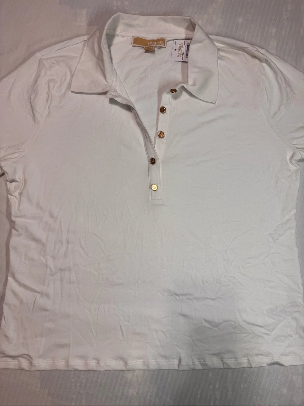 Michael Kors White Short-Sleeve Polo Blouse